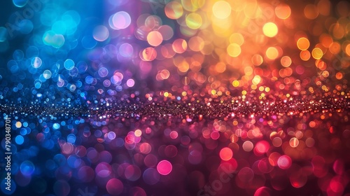 A colorful bokeh background with many different colored lights, AI photo