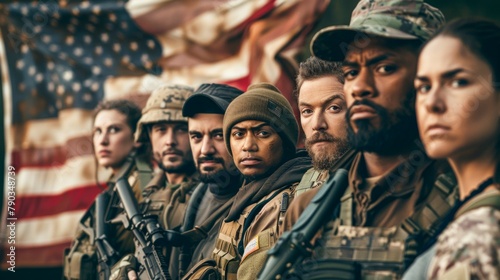 Valiant Defenders: The Faces of American Service Members. Generative ai © Scrudje