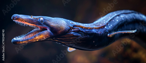 A deep-sea gulper eel with its unique and elongated jaw, wildlife phtography photo