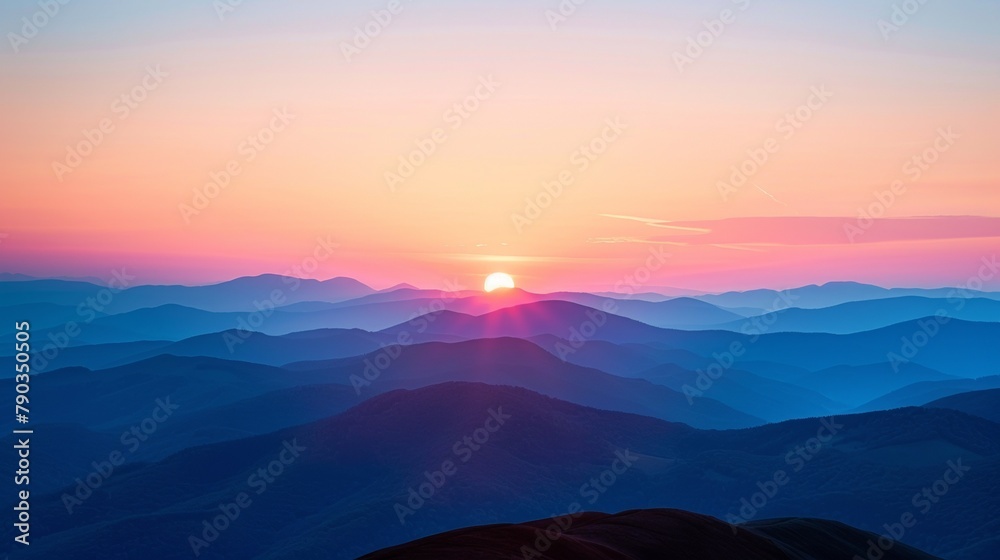 A mountain range with a sunset in the background, AI A mountain range with a sunset in the background, AI