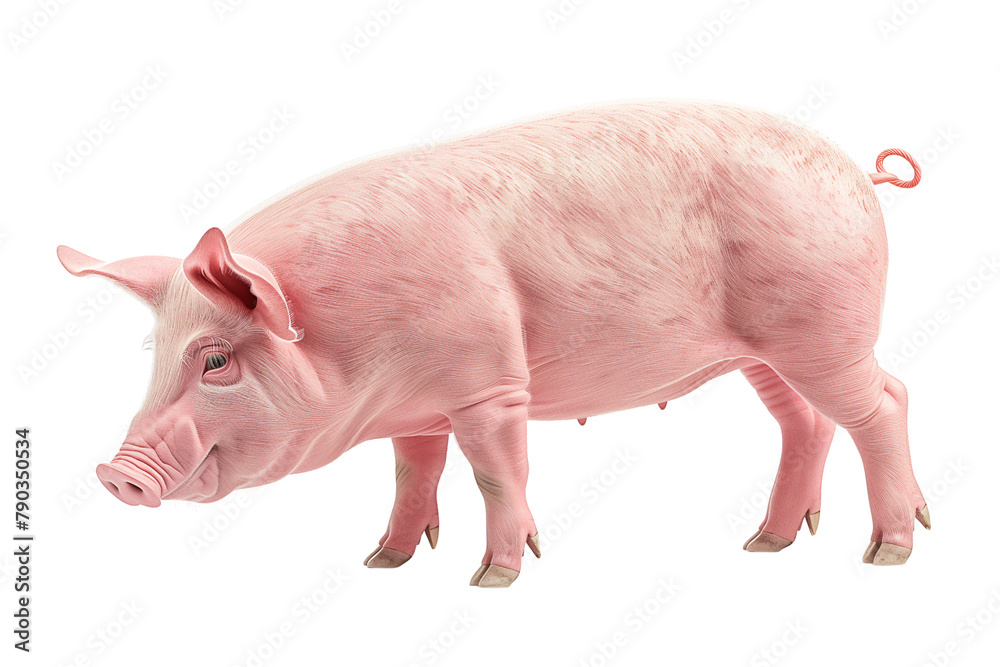 Pink Pig Standing Side View Isolated on Transparent Background, cut out. PNG Pink Pig Standing Side View Isolated on Transparent Background, cut out. PNG