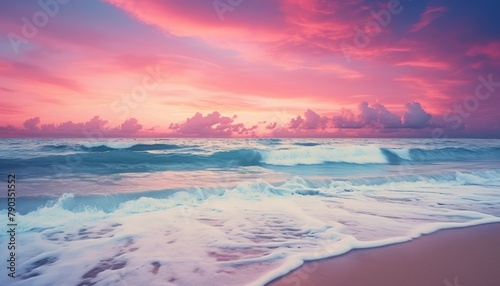 View of the beach waves is truly amazing and creates wisps of white foam on the shoreline, with stunning vibrant reflections of sunlight