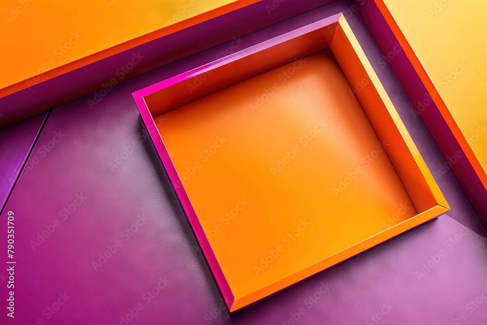 Fototapeta premium An abstract illustration of an orange and purple box. Ai generated wallpaper art.