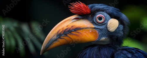 Noppenhornvogel, Rhyticeros cassidix, Tropischer Hintergrund, Konzept exotischer Vogel photo