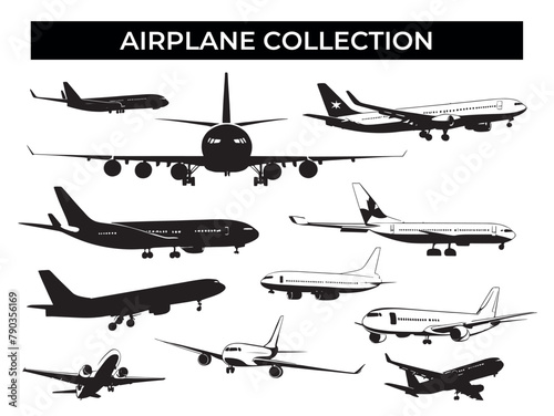 Vintage Airplane Collection in Black and White
