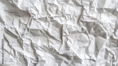 Top view detailed crumpled white paper sheet texture abstract background. AI generated image