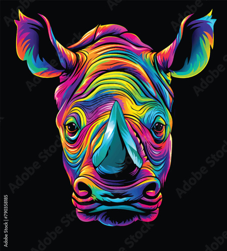 Rhino head isolated on black background. 