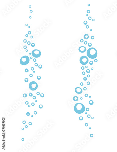 Water fizzing air bubbles stream vector illustration isolated on white background