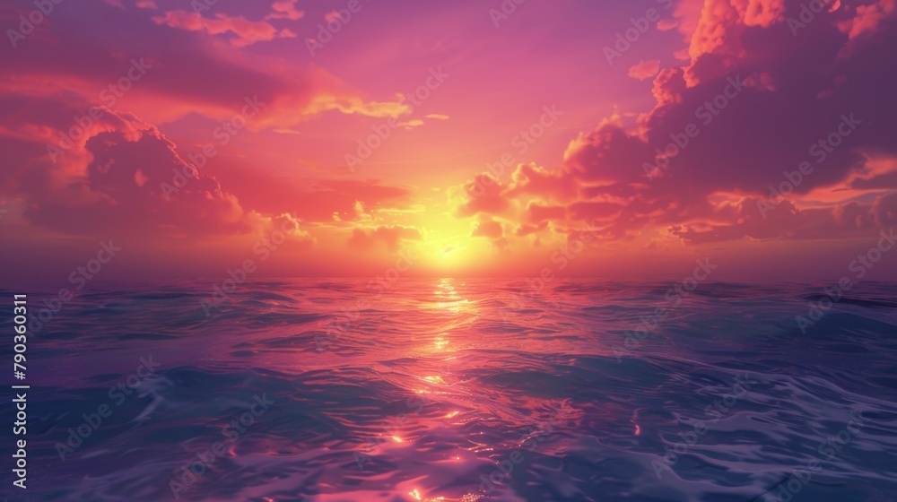 Ocean sunset: A breathtaking sunset paints the sky in hues of orange and pink, casting a warm glow over the vast expanse of the ocean.