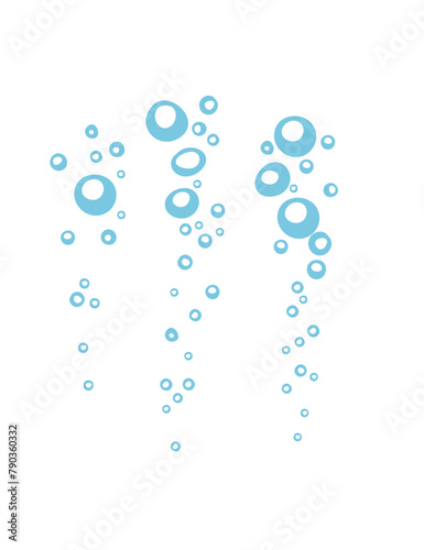 Water fizzing air bubbles stream vector illustration isolated on white background