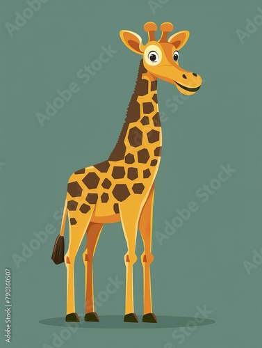 flat illustration cartoon giraffe.