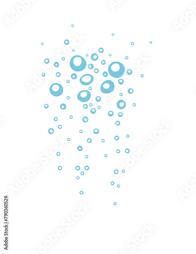 Water fizzing air bubbles stream vector illustration isolated on white background