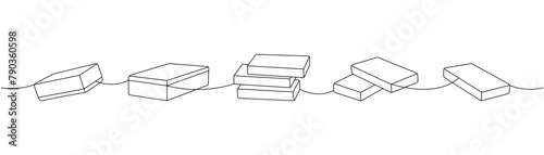 Sponges, washcloths one line continuous drawing. Cleaning service tools continuous one line illustration. Vector linear illustration.