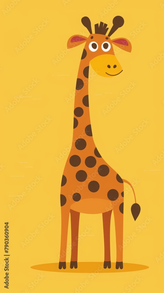 Obraz premium flat illustration cartoon giraffe.