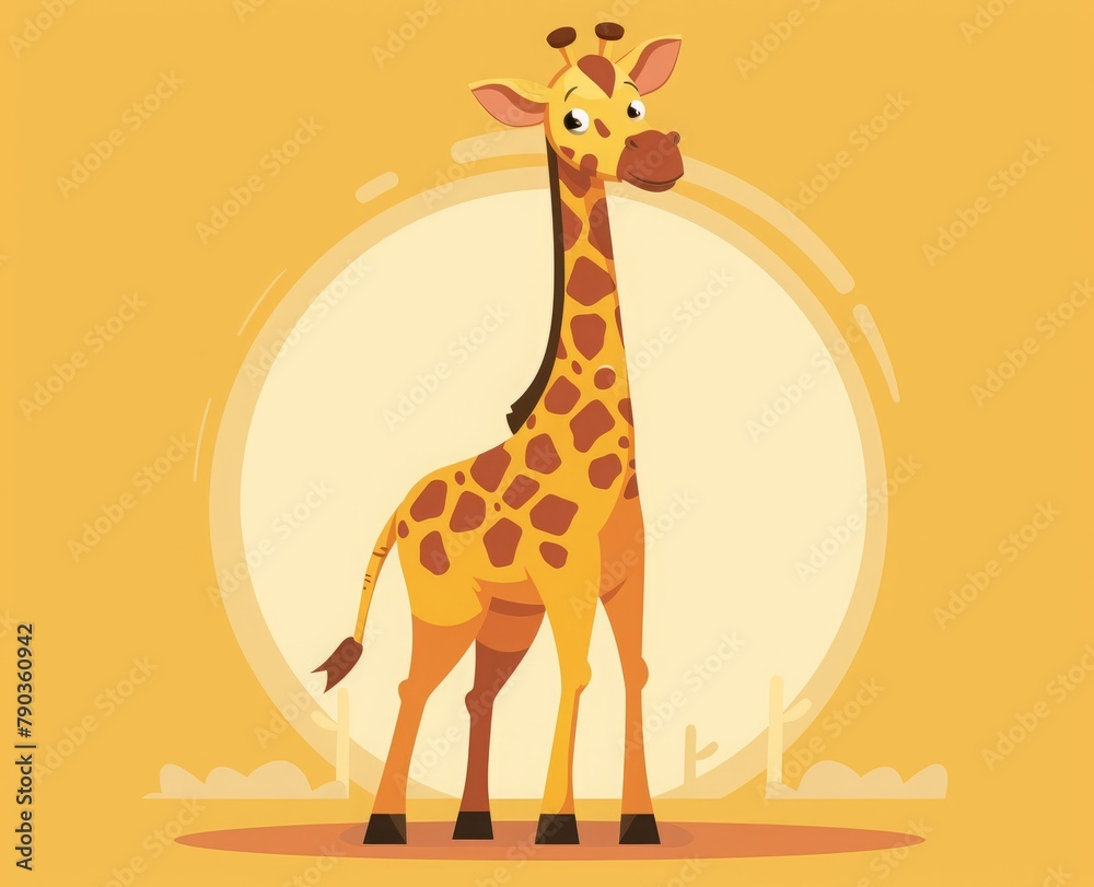 Obraz premium flat illustration cartoon giraffe.