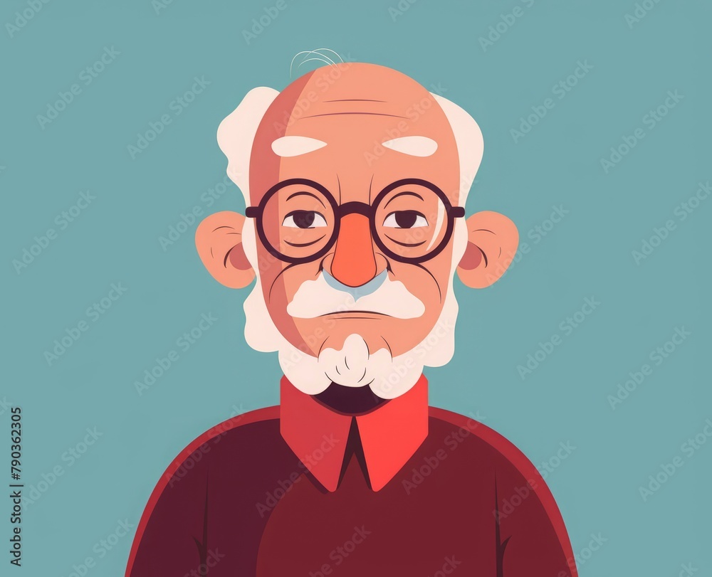 flat illustration cartoon grandfather. flat illustration cartoon grandfather.