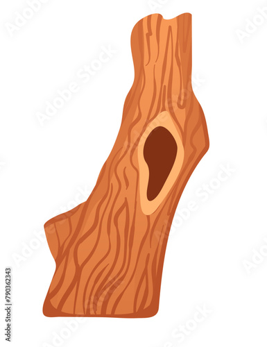 Brown tree hollow trunk vector illustration isolated on white background