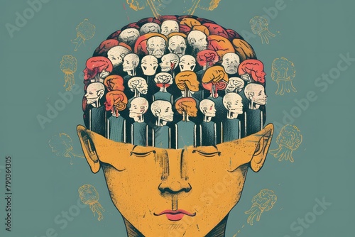 people in head, overthinking, voices, mental health, personality, psychology