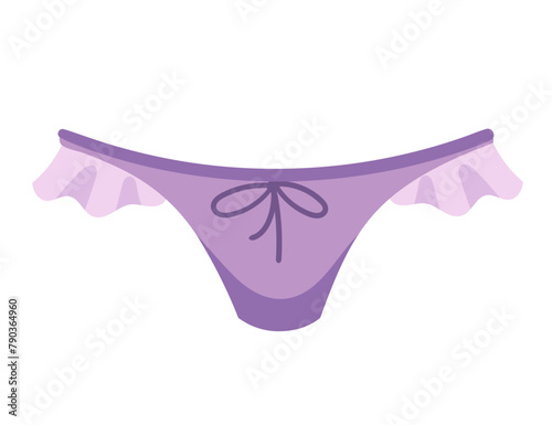 Purple color glamour style pants underwear vector illustration isolated on white background