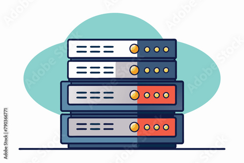 A stack of books arranged neatly on top of each other, backup server data, Simple and minimalist flat Vector Illustration