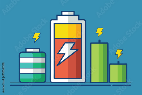 Battery and Batteries Illustration, Battery capacity improvement, Simple and minimalist flat Vector Illustration