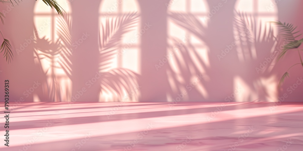 Pink room background, spacious abstract interior