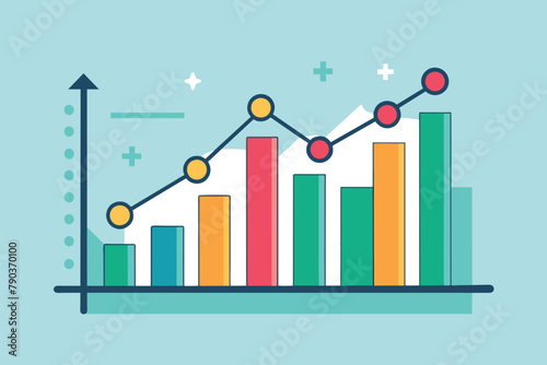 A bar chart with arrows indicating both upward and downward movements, showcasing fluctuating trends, Check input data trending, Simple and minimalist flat Vector Illustration