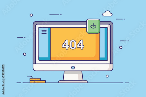 Computer screen showing repetitive forty error message, Computer screen with 404 error concept, Simple and minimalist flat Vector Illustration