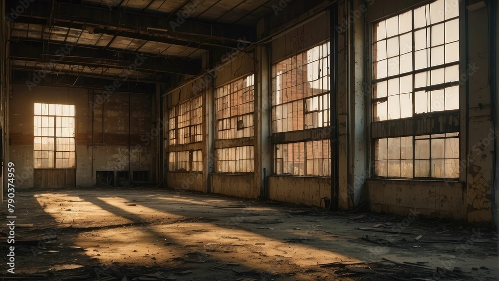 custom made wallpaper toronto digitalAbandoned industrial hall with sunlight
