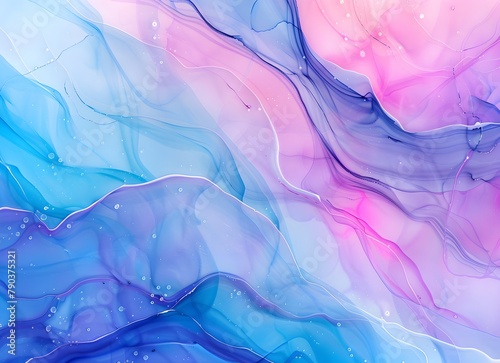 Abstract fluid art background with blue, purple and pink colors Alcohol ink texture Modern art print for wall decor Modern trendy design with space High resolution photography Stock photo, action shot