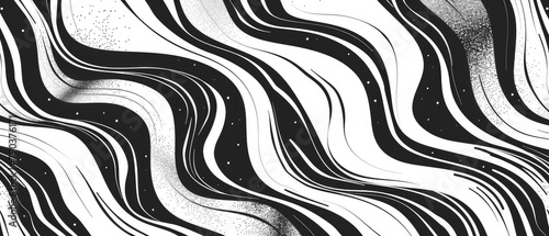 Wavy monochrome abstract with particles