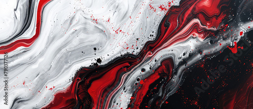 Red, black, and white fluid art pattern