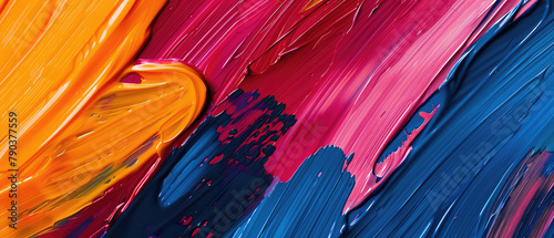 Colorful oil paint swirls in orange and blue photo