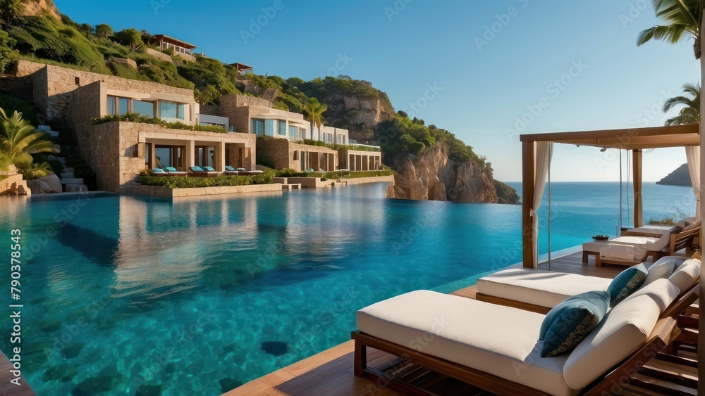Luxurious cliffside villa overlooking the sea