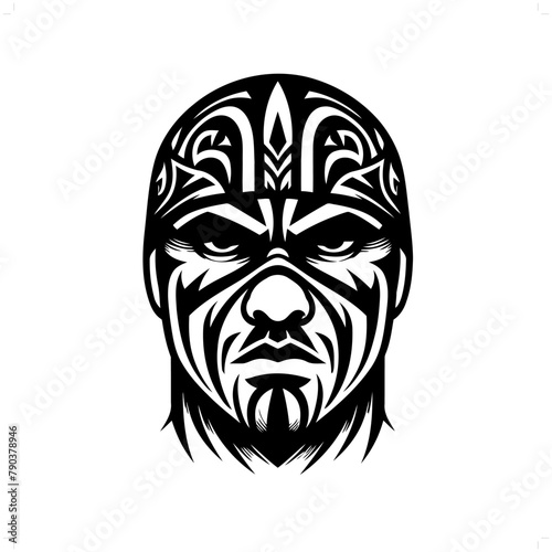 gangster; thug in modern tribal tattoo, abstract line art of people, minimalist contour. Vector