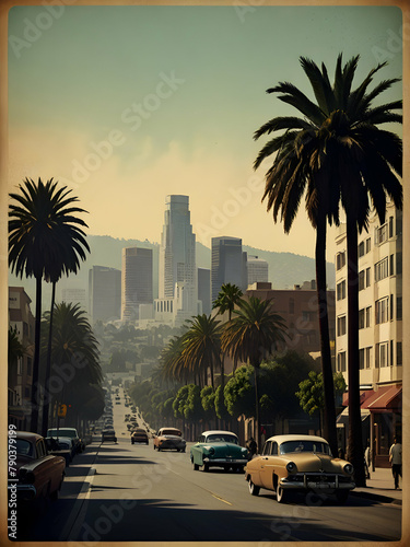 Vintage travel poster of Los Angeles