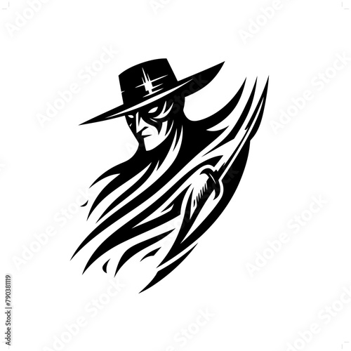 mask zorro  in modern tribal tattoo, abstract line art of people, minimalist contour. Vector