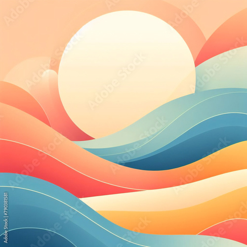 Fondo horizontal envejecido, vibrante y colorido con color turquesa medio, naranja pastel y azul real