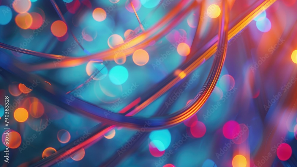 Dynamic abstract fibers with colorful bokeh - Abstract fibers overlap ...