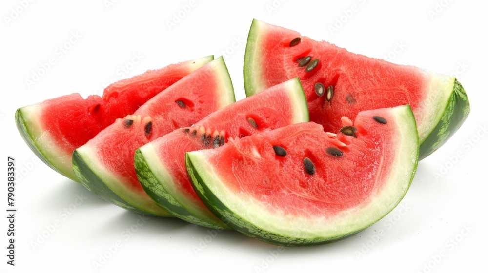 Watermelon slices on white surface