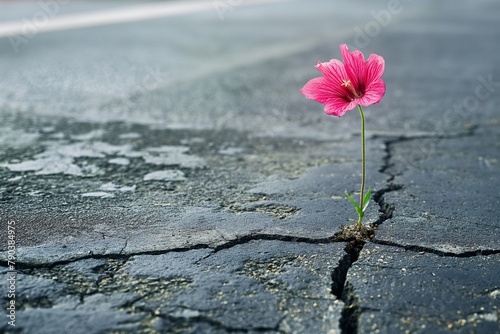 Beautiful flower growing out of a crack in the asphalt, hard time run, struggle background, hard time, hard works, motivation, motivation background, influencing background 