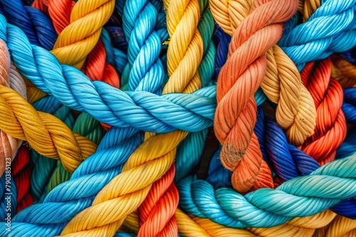 background of multi-colored intertwined ropes