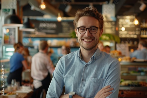 Smiling Businessman in His Modern Start-up Workspace