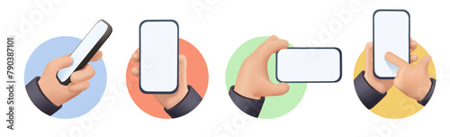 Mobile phone 3D set of communication, mobile app, smartphone services. Creative concepts for web banner, social media banner, business presentation, marketing material. Vector illustration