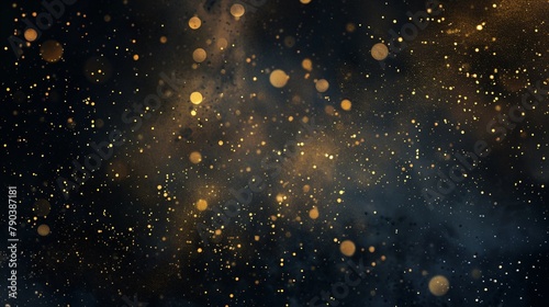 Golden dust particles floating in the air 