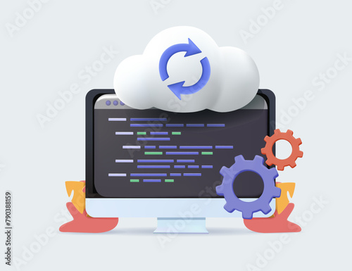 Web development vacancy, IT specialist job, cloud architect career 3D color icon. IT technology specialist, network app