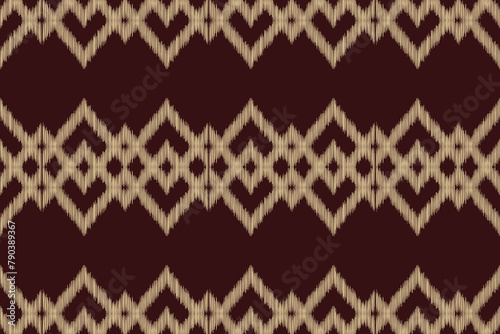 Traditional Ethnic ikat motif fabric pattern background geometric .African Ikat embroidery Ethnic oriental pattern brown background wallpaper. Abstract,vector,illustration.Texture,frame,decoration.