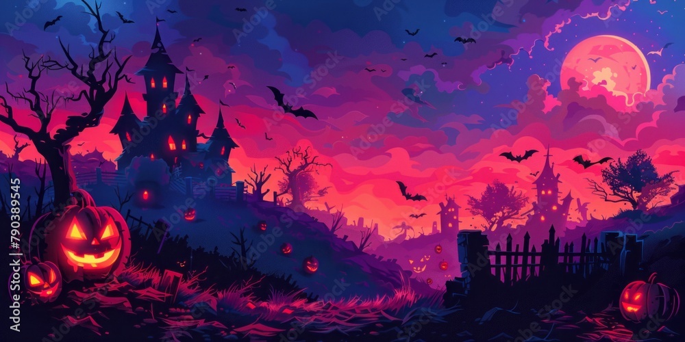 Halloween night cartoon background