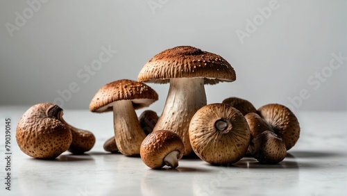 Fresh Organic Brown Mushrooms on White
