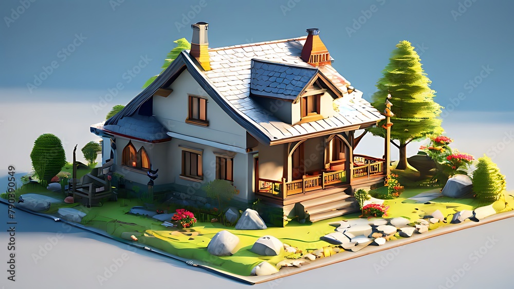 Detailed Dwelling Realistic House Illustration